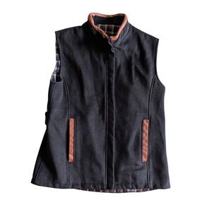 Celtic Tweed Women's Wool Blend Vest Charcoal Grey Blanket Lined- Size 14